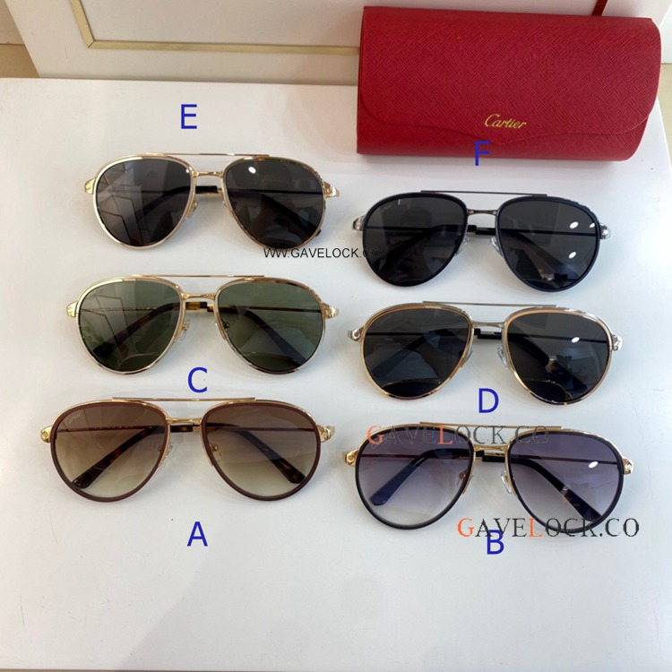 Santos Cartier CT0325 Aviator Sunglasses Gold brown frame